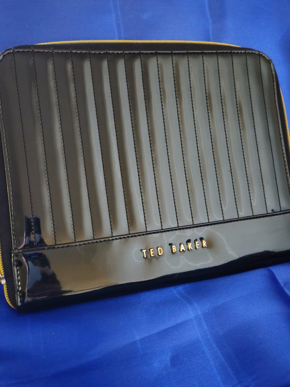 Ted Baker Black Quilted Patent Leather IPAD/tablet Zip Case